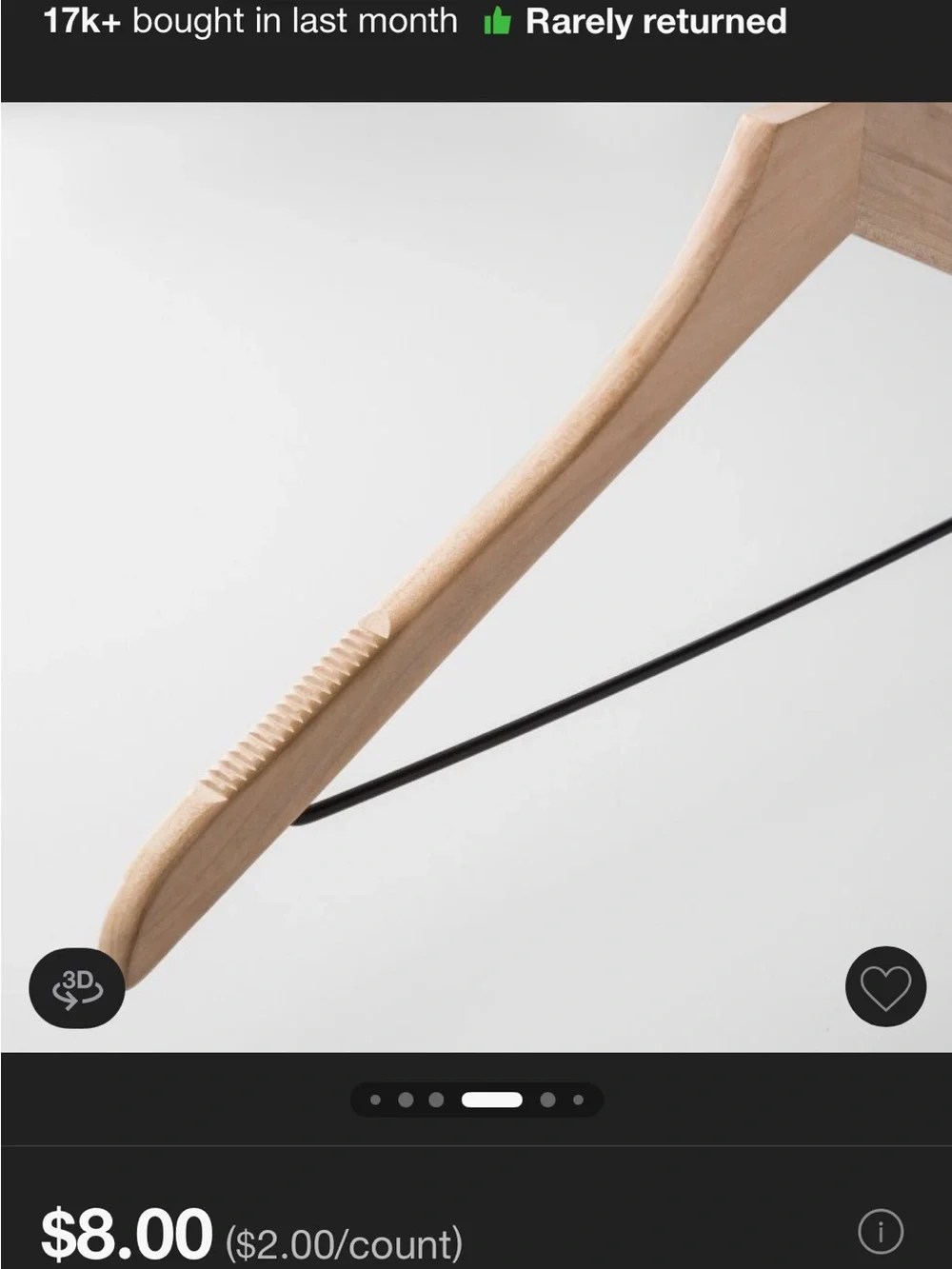 Wooden Non-Slip Clothes Hangers - Natural Wood (Set of 8)